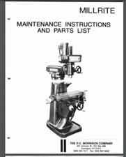 Powermatic 58480438 Millrite Vertical Milling Machine Operator & Parts ManuaL