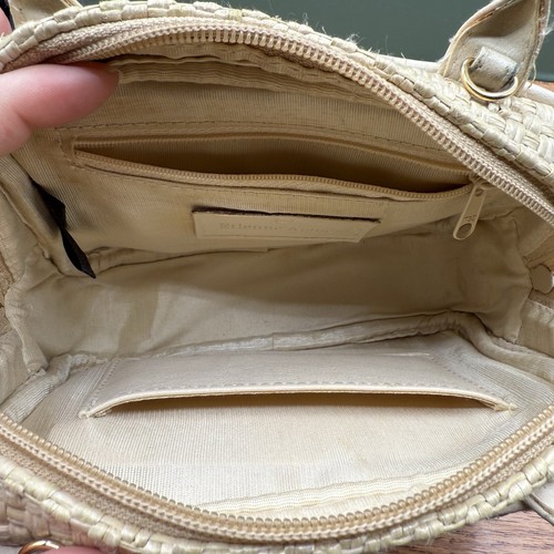 Vintage Etienne Aigner Cream Beige Woven Handbag Zip Closure Purse - Picture 11 of 14