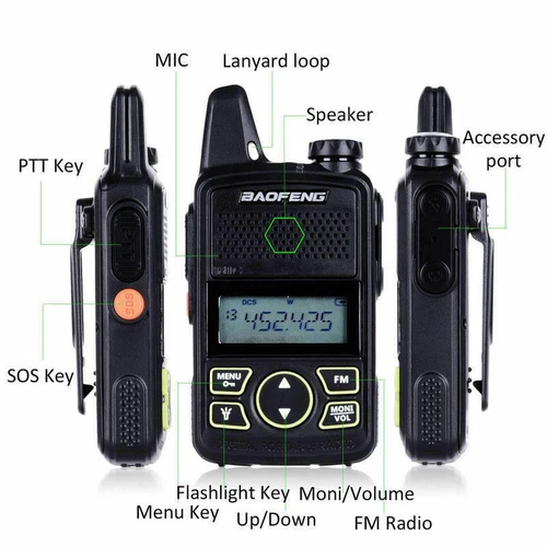 2 walkie talkie a lungo raggio BaoFeng BF-T1 radio bidirezionale UHF 400-470 MHHZ + cuffie - Foto 4 di 14