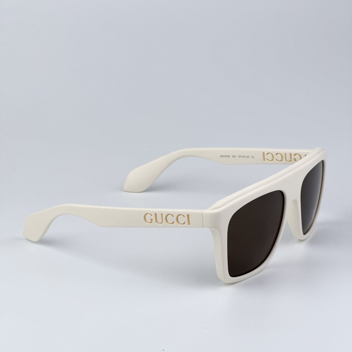 Gucci Women AUTHENTIC Sunglasses Matte White Brown Pilot GG1570S