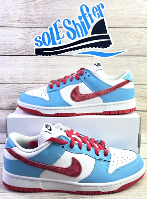 NIKE DUNK LOW *BY YOU ID* LIGHT BLUE/RED/WHITE FJ2253-901 SIZE