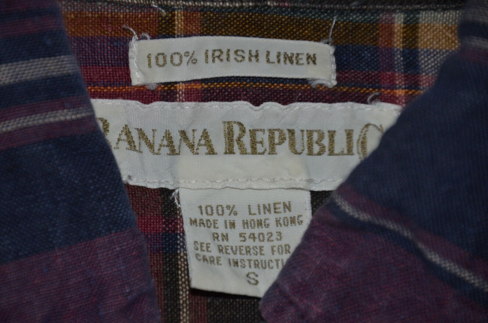 vintage men's Banana Republic S plaid Irish linen… - image 4