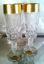 Champagner Sektglas Klokotschnik 24% Bleikristall Glas Goldrand Hochglanzpoliert