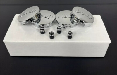 8pc Jeep Chrome Wheel Center Caps & Valve Caps 64mm Fits Wrangler