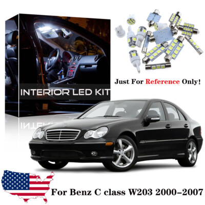 15Pcs White Interior LED Light Bulbs Kit For Mercedes Benz C class W203 2000-07