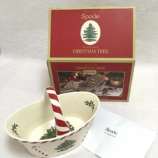 Spode Christms Tree Peppermint Handle Basket Candy Dish 6.5 inch New