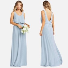 Show Me Your MuMu Kendall Maxi Dress Size Small Womens Steel Blue Low Back