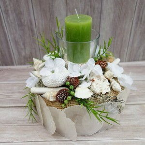 Balkon Deko Tischdekoration Tischdeko Sommer Windlicht Muscheln Deko Maritim Ebay