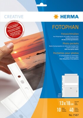 Herma Fotophan 10 Fotosichthüllen weiß je 4 Fotos 13x18 cm querformat 7587