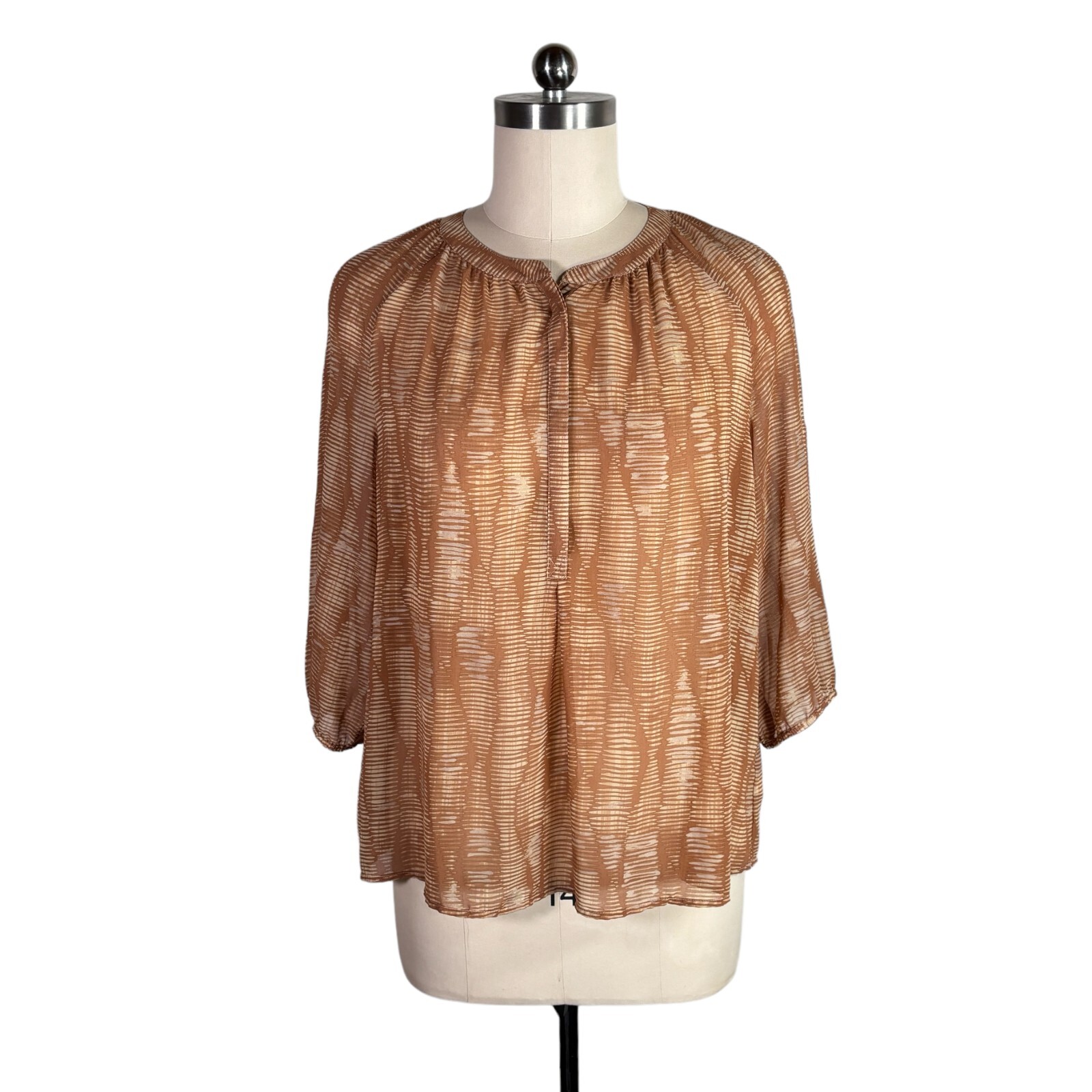 coldwater creek lightweight earthy print blouse t… - image 1