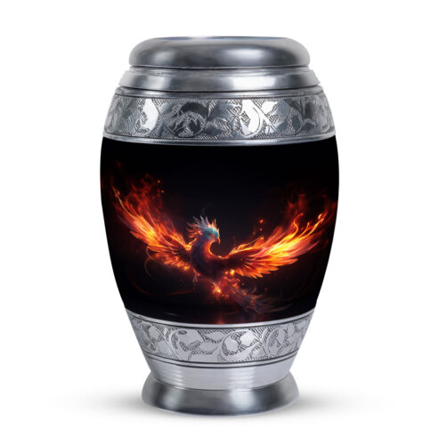 Urns For Ashes Red And Blue Phoenix In Fire (10 Inch) Large Urn - Foto 1 di 7