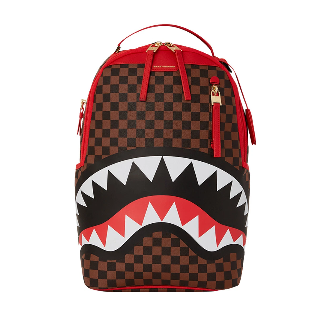 Sprayground Red Sharks In Paris DLXSV Unisex Brown Checker