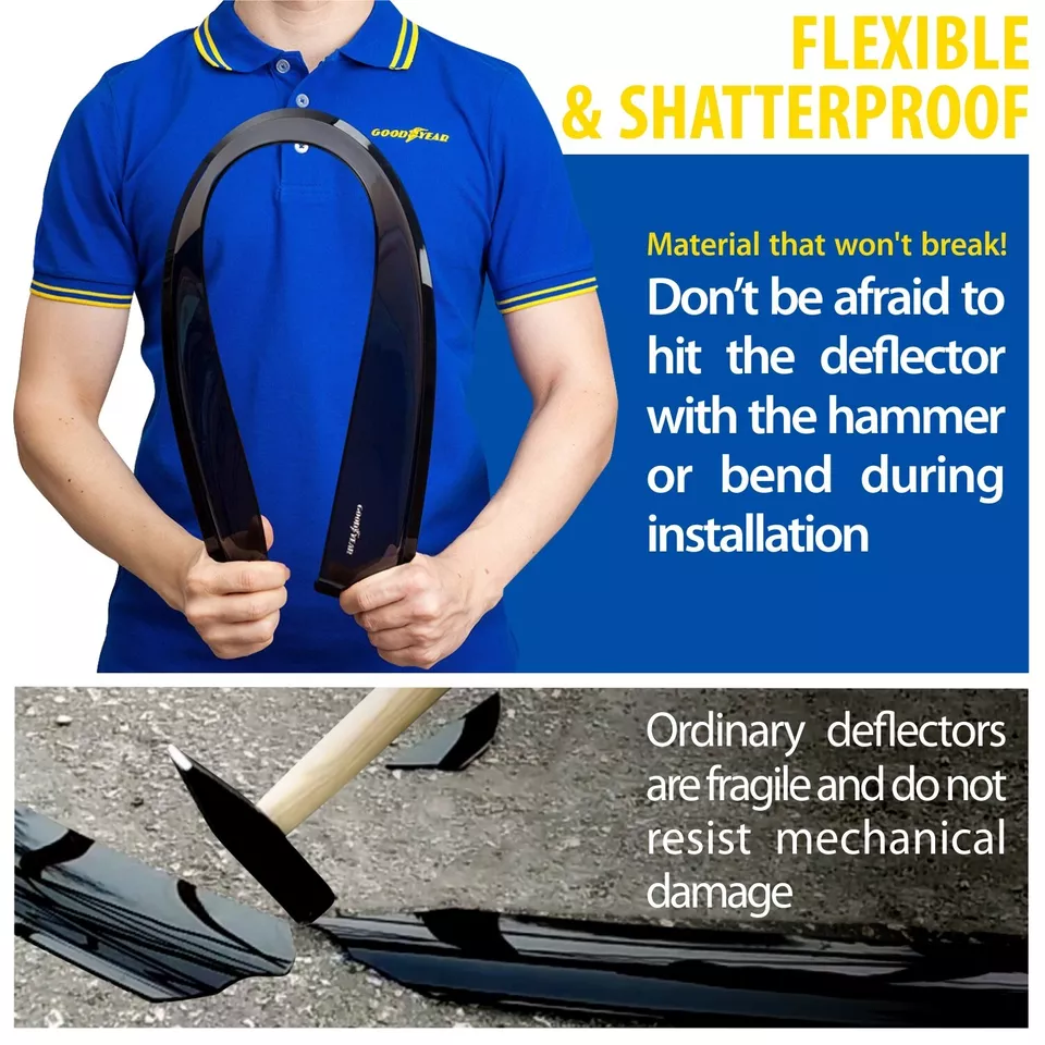 Sun Rain Visors Wind Rain Guards for 2014-2018 Chevy Silverado Crew Cab - Изображение 4 из 4