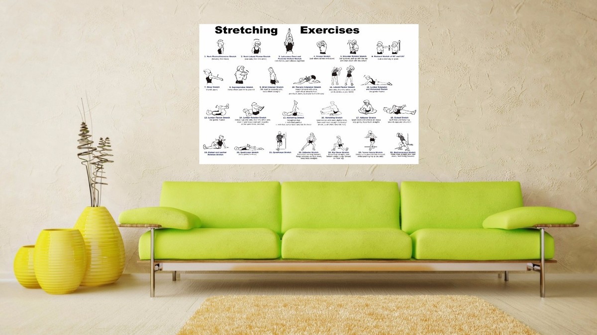Stretching Exercises, Gym, Fitness Poster Print A0-A1-A2-A3-A4-A5