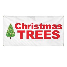 Vinyl Banner Multiple Sizes Christmas Trees Red Holidays and Occasions Outdoor