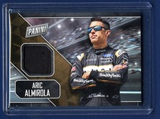 2018 ARIC ALMIROLA PANINI FATHER'S DAY CARD -  DRIVER WORN HAT PATCH WOW!