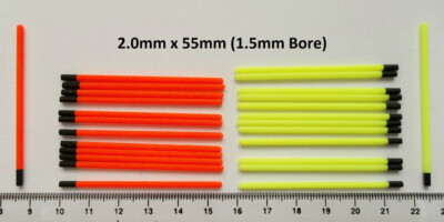 Hohlspitzen für Schwimmerherstellung 2,0 mm Außendurchmesser 1,5 mm Bohrung. Gelb