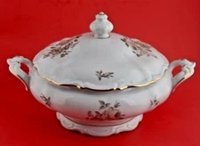 Bavaria Germany Dawn Rose Round Covered Serving Dish