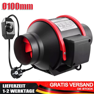 DENOTIP 100mm Inline-Rohrventilator Regelbar 310m³/H Rohrlüfter Abluftventilator Lüfter