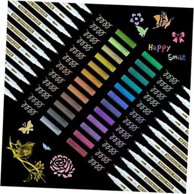 Metallic Marker Pens,  24 Colors Metallic Paint Markers Fine Point for DIY 