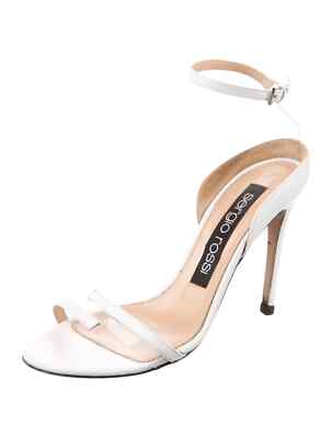 SERGIO ROSSI White & Clear Leather PVC Sandals Size 6.5 IT
