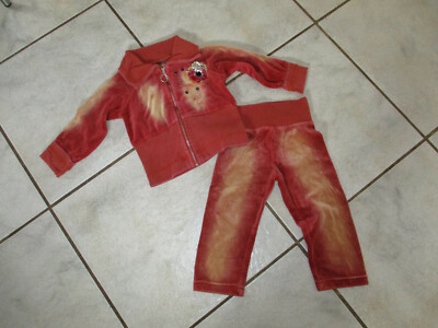 Super Kombi CARBONE Gr.98/104 Nikki rost rot orange Hose + Jacke Pailetten
