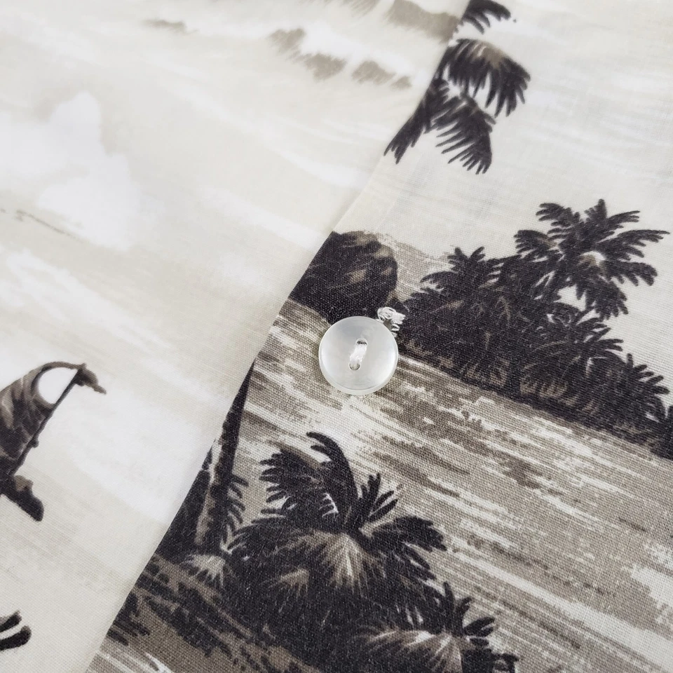 Camisa Hawaiana De Colección Moda Jade Para Hombres L Playa Floral Beige Gris Manga Corta EE. UU. Foto 3 de 4