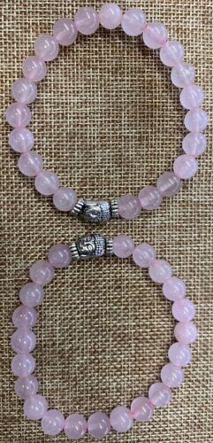 BB8-12A Rose Quartz Bracelets with Buddha - Picture 1 of 1