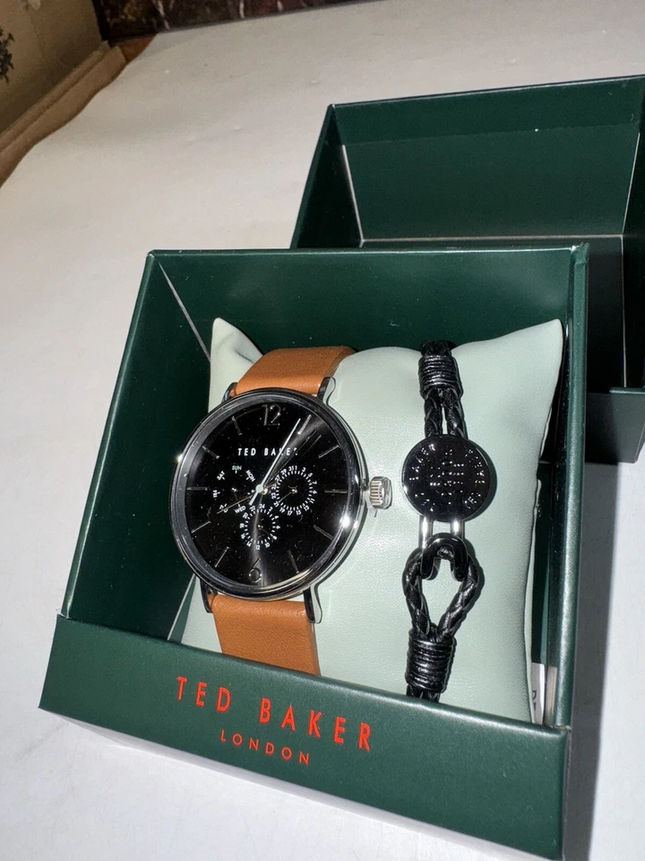 Relógio e pulseira Ted Baker Phylipa Gents cronógrafo de aço inoxidável e couro - Imagem 4 de 4