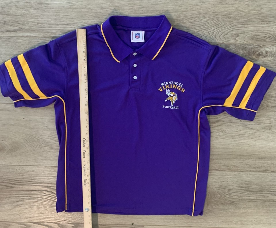 Minnesota Vikings Mens Polo Shirt Medium Purple Gold Embroidered Logo ...