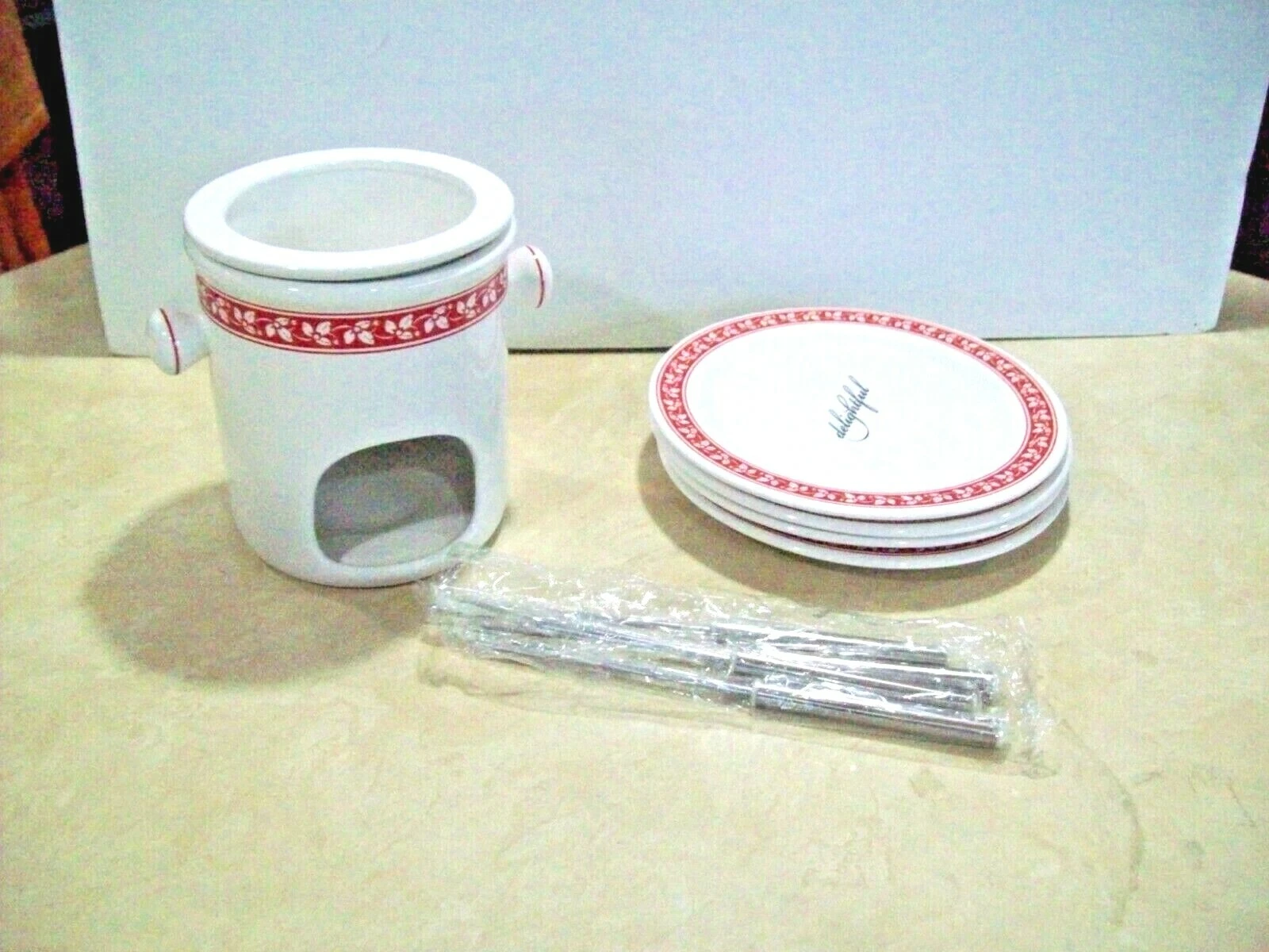 Hallmark Dessert Fondue Set - Pot, 4 Plates, 4 Forks