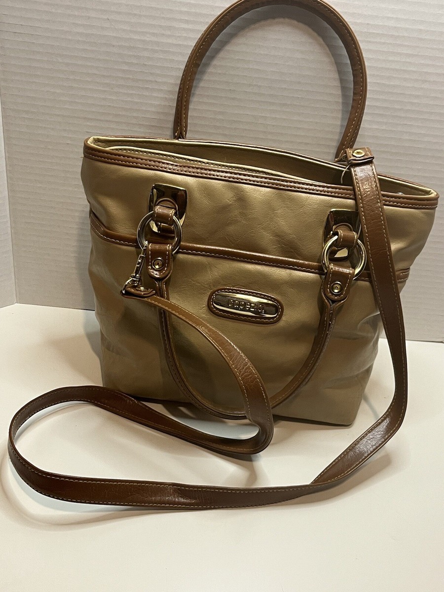 Capezio Vegan Leather Cream Brown Shoulder/Handbag Metal Vintage  Capezio
