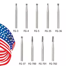 10 pcs Dental Round Carbide Steel Drills Burs FG Bur for High Speed Handpiece