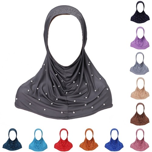 Turbante Pañuelo De Cabeza Elástico Con Capucha De Perlas Sólidas Para Mujeres - Imagen 16 de 32