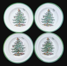 Set of 4 Spode Christmas Tree 10½" Dinner Plates from Earlier Asian Production