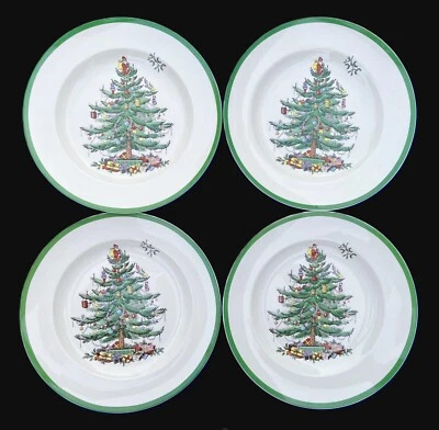 Set of 4 Spode Christmas Tree 10½" Dinner Plates from Earlier Asian Production