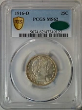 1916 D Barber quarter, PCGS MS62 CAC