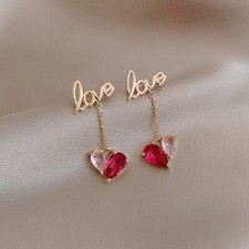Love Heart Dangle Drop Earrings for Women,Heart Earrings,Crystal Earrings,Gifts