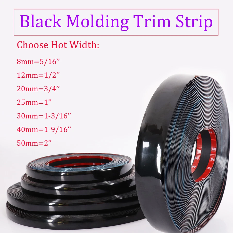 ALL Black Body Side Molding Trim Strip Car Doors Cabin Roof Trunk Decoration Lot Foto 2 de 4