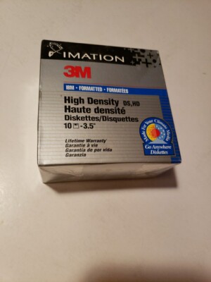 Imation 3.5'' Floppy Disks Diskettes 10 Pack IBM Formatted 1.44MB 2HD New Sealed