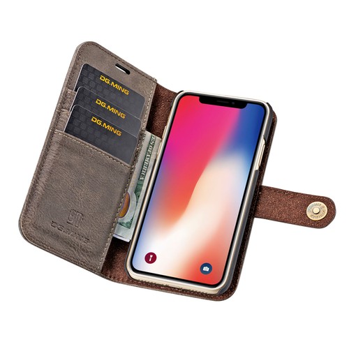 Funda billetera iPhone XS XR XS MAX MAX desmontable cuero y ranuras para tarjetas de cierre magnético - Imagen 3 de 29