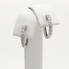 14k White Gold Natural Diamond Child Petite Huggie Hoop Earrings New