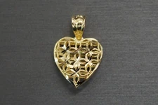 Real 10K Solid Yellow Gold Beautiful Diamond Cut Dome Heart Charm Pendant.