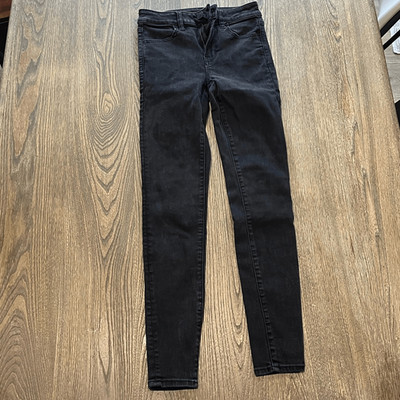 American Eagle Skinny Jeans High Rise Next Level Stretch Denim Black Size 2