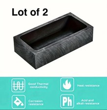 Lot Of 2 - 1kg Graphite Ingot Casting Mold Melting Refining Copper Gold Silver