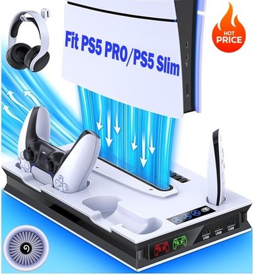 PS5 Pro/Slim/Ps5 Stand and Cooling Station Controller Charging Station for PS5