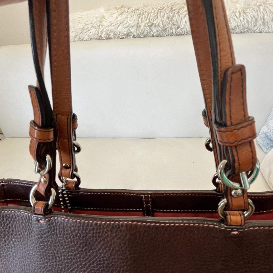 Old COACH Brown Leather Tote Bag From Japan - Gem
