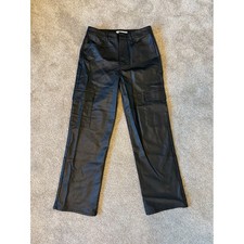 TGLA Black Faux Leather Cargo Pants Wide Leg Size 11/30 Streetwear Style