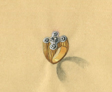 Anello in oro con diamanti e gioielli originali Art Deco con disegno vintage
