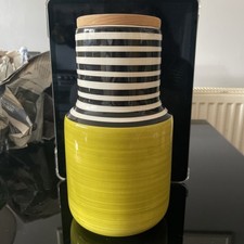 Tarro de almacenamiento de loza Habitat Tira vintage negro blanco a rayas tapa de madera